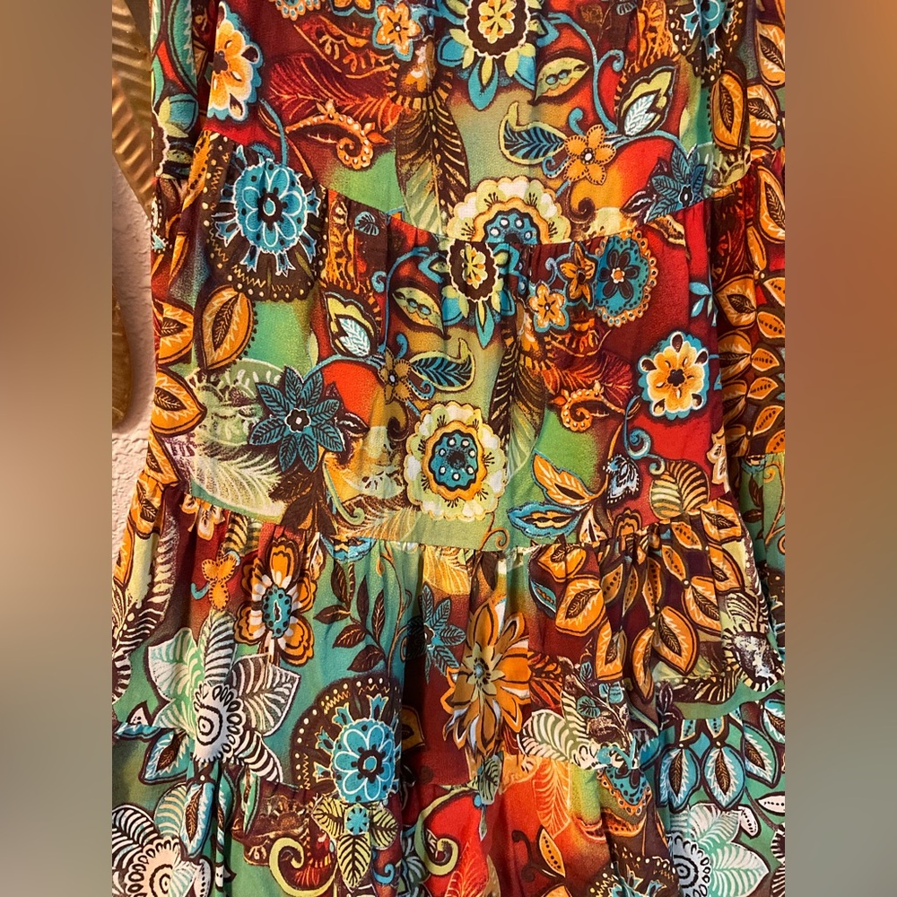 Vintage boho gypsy tiered floral flowy skirt - Picture 2 of 9